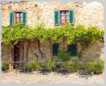 Terrace under grapevines Stock Illustration
