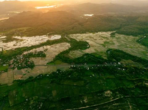 Terraced Fields Sunset Stock Photos