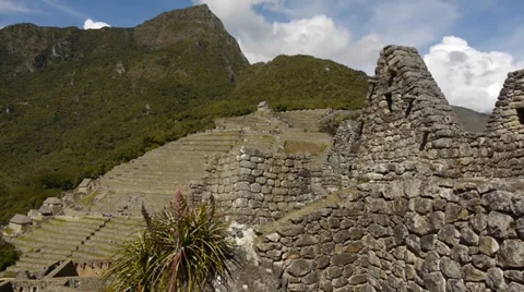 Terraced structures view in Machu Picchu, Peru Stock Footage 39916763