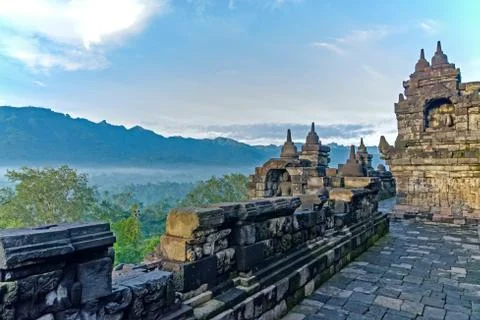 Terraces of Borobudur. Java. Indonesia Stock Photos