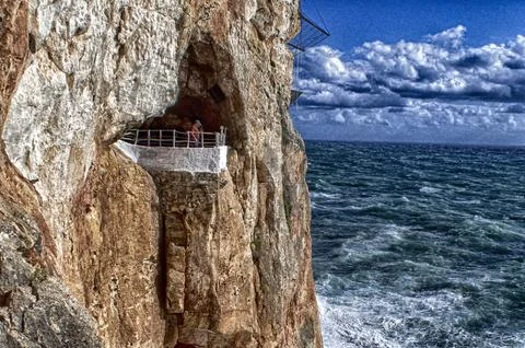 Terraces on cliffs by the sea. Stock Photos