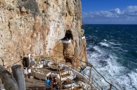 Terraces on cliffs by the sea. Stock Photos