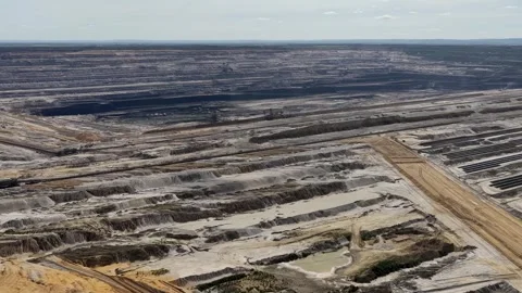 Terraces of geological layers of open coal mine Stock Footage 332708708