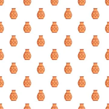 Terracotta ceramic vases creating a seamless artistic pattern Stock Illustration