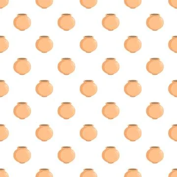 Terracotta clay pots seamless pattern background Stock Illustration