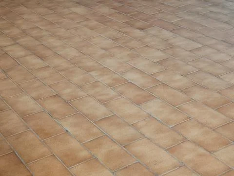Terracotta Floor Tiles Perspective Pattern Background 库存照片