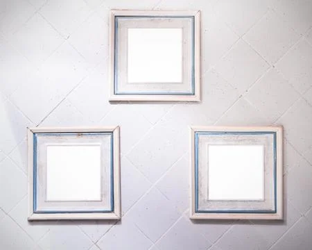 Terracotta frames on Tile wall Foto stock
