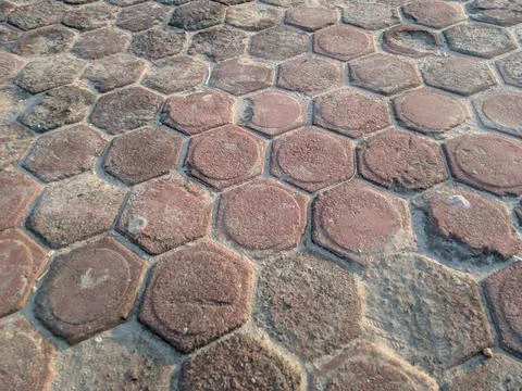 Terracotta hexagonal paving block Stock Photos