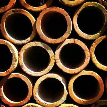 Terracotta pipes background pattern 스톡 사진