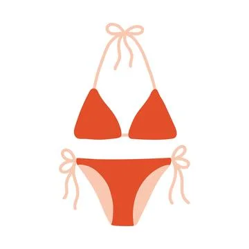 Terracotta red triangle halter top string bikini swimsuit vector illustration Stockillustratie