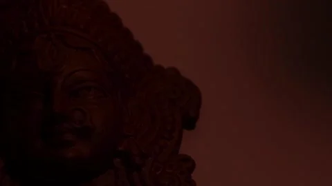 Terracotta sculpture of face of goddess Durga for Durga Puja festival in west Video stock 213967132