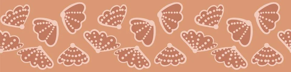 A terracotta sea shells horizontal vector border Illustrazione stock