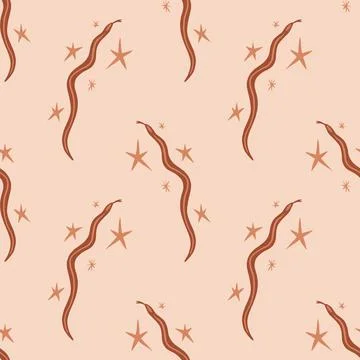 Terracotta snakes boho seamless pattern vector Stock Illustration