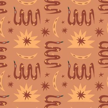 Terracotta snakes boho seamless pattern vector イラスト素材