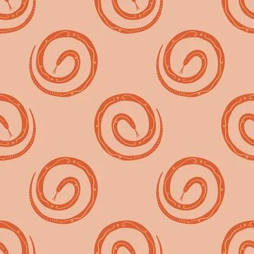 Terracotta snakes boho seamless pattern vector Stock Illustration