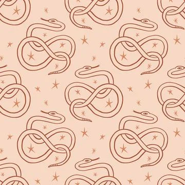 Terracotta snakes boho seamless pattern vector イラスト素材