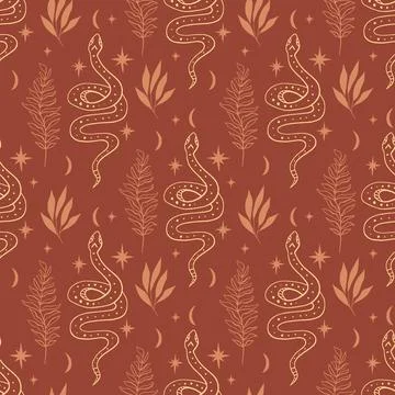 Terracotta snakes boho seamless pattern vector イラスト素材