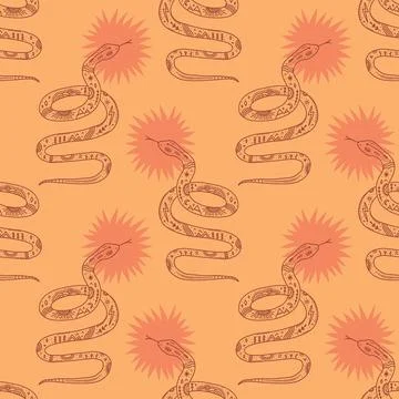 Terracotta snakes boho seamless pattern vector Stock Illustration