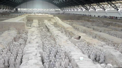 Terracotta Warriors, pit 1, central view Stock Footage 40668966