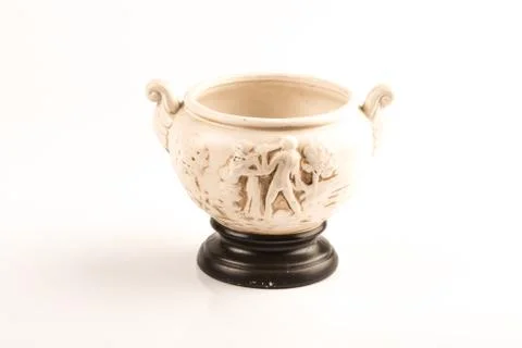 Terracotta wine amphora over a white background Stock Photos