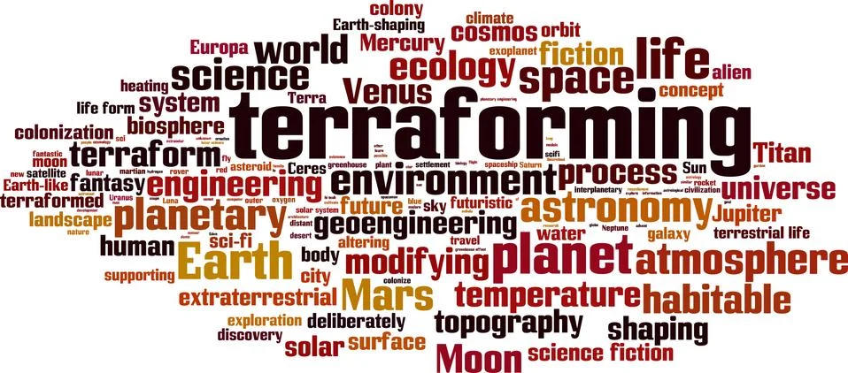 Terraforming word cloud Stock-Illustration