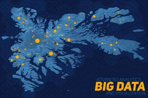 Terrain big data visualization. Futuristic map infographic. Complex topograph Stock Illustration