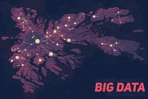 Terrain big data visualization. Futuristic map infographic. Complex topograph Illustrazione stock
