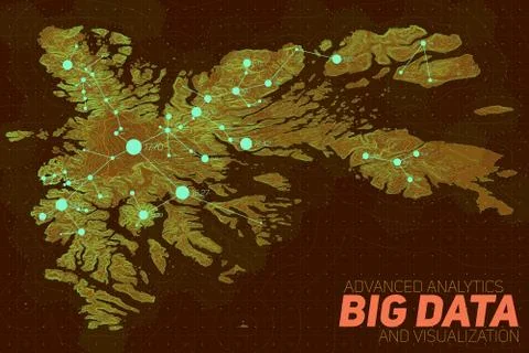 Terrain big data visualization. Futuristic map infographic. Complex topograph Stock Illustration