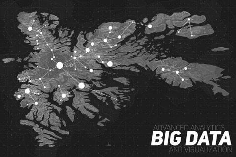 Terrain big data visualization. Futuristic map infographic. Complex topograph Stock Illustration
