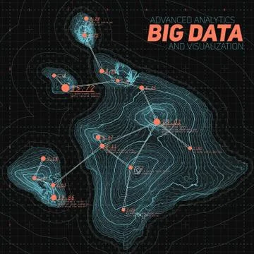 Terrain big data visualization. Futuristic map infographic. Complex topograph Stock Illustration