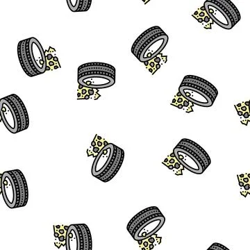 Terrain tires vector seamless pattern Stock Illustration