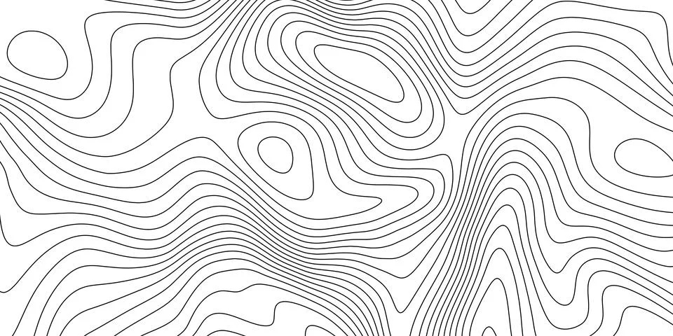 Terrain topographic map concept. Mountain contour height lines background. Black Stock Illustration