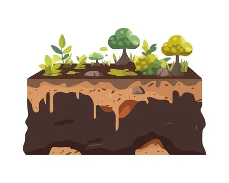 Terrain with trees and plants Stock Illustration