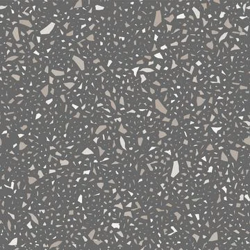 Terrazo flooring seamless pattern. Vector realistic asphalt texture with grey Stock Illustration