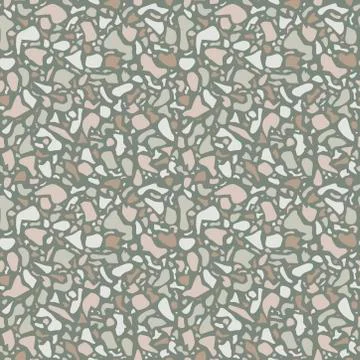 Terrazzo background texture. Vector seamless pattern. Green natural stone, glass Stock Illustration