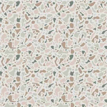 Terrazzo background texture. Vector seamless pattern. Green natural stone, glass Stock Illustration