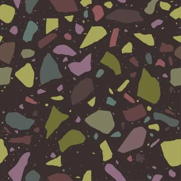 Terrazzo flooring seamless pattern. Marble mosaic background. Vector Stock Illustration