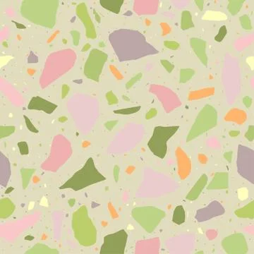 Terrazzo flooring seamless pattern. Marble mosaic background. Vector Stock Illustration