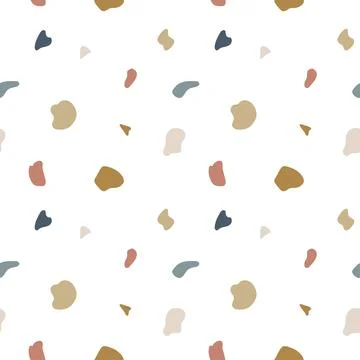 Terrazzo flooring seamless pattern. Vector mosaic texture of natural stone Stock Illustration