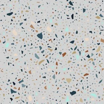 Terrazzo flooring seamless pattern. Vector realistic asphalt texture with Stock Illustration