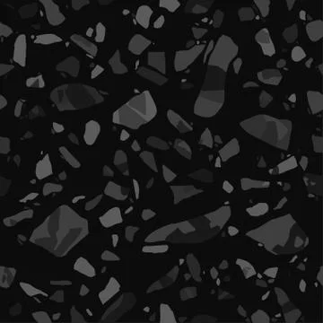 Terrazzo flooring vector seamless pattern in black colors. Stock Illustration