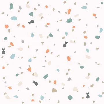 Terrazzo flooring vector seamless pattern in dark colors. Cute stone pattern Stock Illustration
