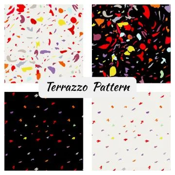 Terrazzo imitation seamless pattern background. Abstract vector texture design Stock Illustration