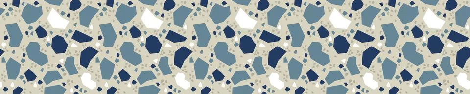 Terrazzo mosaic blue eamless pattern. Stock Illustration