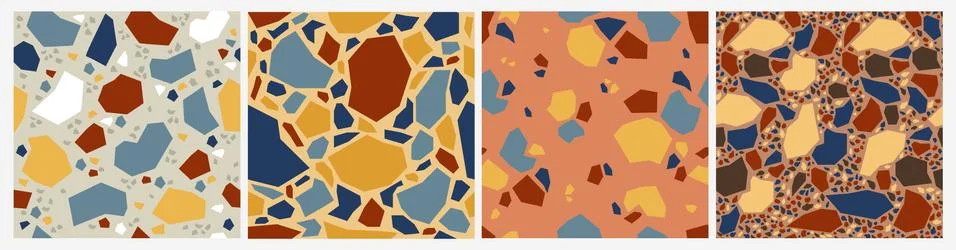 Terrazzo mosaic seamless pattern. Abstract stone tile pattern, decorative marble Stock Illustration