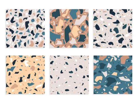 Terrazzo pattern. Flooring concrete interior backgrounds. Vibrant granite rock Stock Illustration