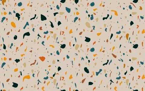 Terrazzo repeating seamless pattern. Texture composed of natural stone, glass Stock Illustration