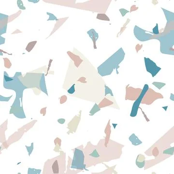 Terrazzo seamless pattern. Blue classic flooring Stock Illustration
