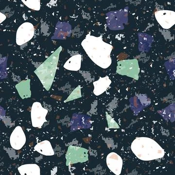 Terrazzo seamless pattern. Dark classic flooring t Stock Illustration