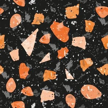 Terrazzo seamless pattern. Dark classic flooring t 스톡 일러스트